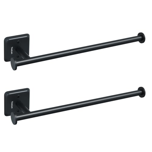 TreeLen Under Cabinet Kitchen Roll Holder, Set of 2 Matte Black Paper Towel Holders, Heavy Duty Screw-Mount Wall Roll Dispenser, Rustproof Stainless Steel Holder for Kitchen Cabinet & Walls, Modern In