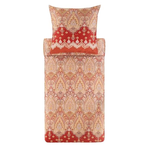Bassetti Isolabella 9329938 Bed Linen + 2 Pillowcases Made of 100% Cotton Satin in Red R1, Dimensions: 200 x 200 cm + 2 K 80 x 80 cm