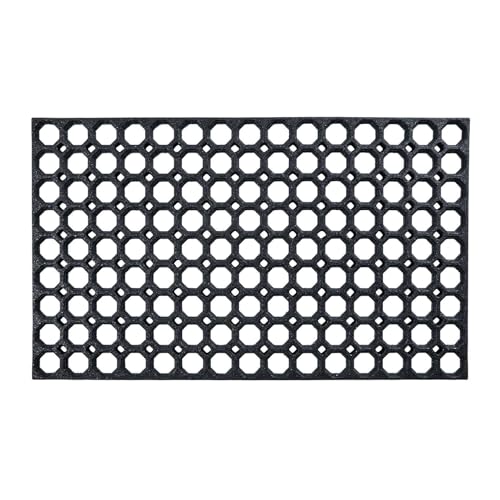 Honeycomb Outdoor Rubber Doormat Boot Scraper Front Door Mat, Heavy Duty Recycled Rubber with Drainage Holes, Anti Fatigue Dirt Scraper Playground Garden Matting (75x45cm, 1.3cm Thick, Medium)