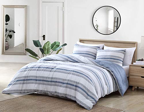 Nautica Home - Comforter Set-100 Ultra Soft, All Season Bedding, Pre-Washed for Added Softness, 100% Cotton, Navy, King