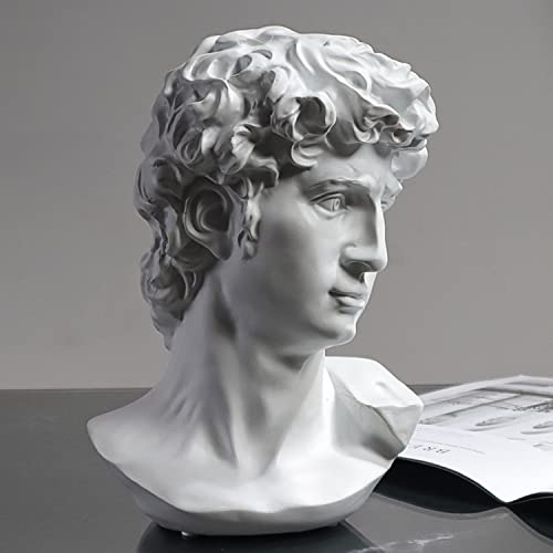 "David Statue Greek Bust,Head Bust Statue for Roman Home Decor,Coffee Table Decor White,Greek Mythology Decorfor Bedroom/Living Room/Office 6"""