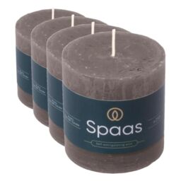 Spaas Rustic Pillar Candle 70/70 mm 25h, Dark Grey (Pack of 4)