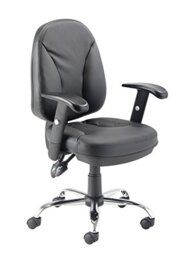 Office Hippo Ergonomic Office Chair with Adjustable Arms, Leather Office Chair with Arms, Desk Chair for Home Office, Swivel, Black