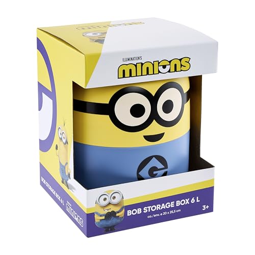 keeeper minions storage container Bob, 20 x 20 x 25 cm, 6 l, stackable and easy to open, storage box with Despicable Me design, Yellow (Sunny Yellow)
