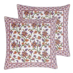 Paoletti Mentera Feather Filled Cushions Twin Pack, Lilac/Coral, 50 x 50cm
