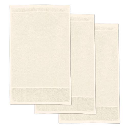 Möve Bamboo Luxe set of 3 guest towels 30 x 50 cm made of 60% cotton / 40% viscose from bamboo cellulose, ivory
