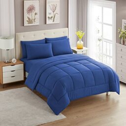 Sweet Home Collection Soft Down Alternative Blanket & Luxurious Microfiber Bed Sheets, Polyester, Royal Blue, Queen