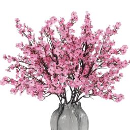 NAHUAA 6 Pcs Baby's Breath Artificial Flowers Pink Real Touch Silk Flowers Faux Gypsophila Bouquet Fake Floral Arrangement for Home Wedding Bouquets Party Table Centerpieces Christmas Decor