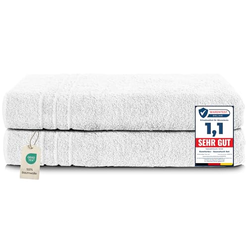 Komfortec Jumbo Bath Towels, 100% Cotton, Quick Dry, 80x200, White