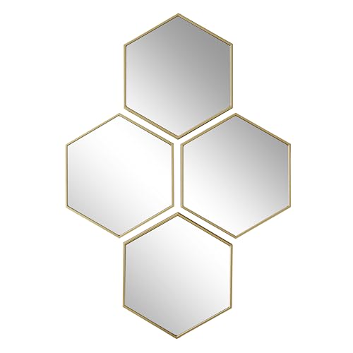 HOME DECO FACTORY, HD0459 Decorative Mirror with Gold Coloured Diamonds, Modern Geometric Design, Luxury Finish, Versatile for Living Room or Bedroom, Ideal Size, 60 x 40 cm