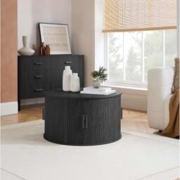 Birlea Axel Black Round Fluted Coffee Table With Storage