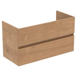 Ideal Standard Bathroom Vanity Units Eurovit+ 100cm wall mounted vanity unit with 2 drawers, R0265Y8, Natural Oak