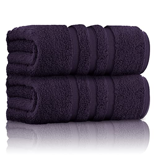 GC GAVENO CAVAILIA Pack of 2 Ultra Soft Super Absorbent Bath Sheets, 550 GSM 100% Cotton Line Texture Towels, Purple, 80x140 Cm