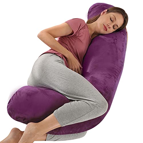 BATTOP Pregnancy Pillows for Sleeping,Maternity Body Pillow with Washable Cover,New Mom Gifts for Women,Support for Back,Hips,Legs,Belly for Pregnant Women(Dark Purple)