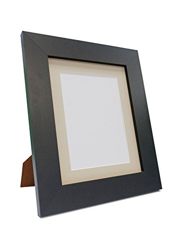"FRAMES BY POST Metro Black Photo Picture Poster Frame with Light Grey Mount 7"" x 5"" For Pic Size 5"" x 3.5"""