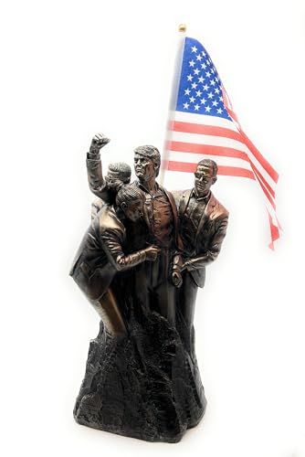 RUSTIX 15??? Tall Bronze Resin Trump Figurine with American Flag ??? Collectible Home and Office Decor