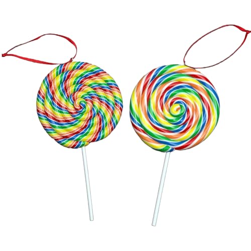 SHATCHI Christmas Tree Hanging Decorations Lollipop Pendants Candy Cane Tree Wall Home Décor Ornaments 2pcs Set, 12x8cm