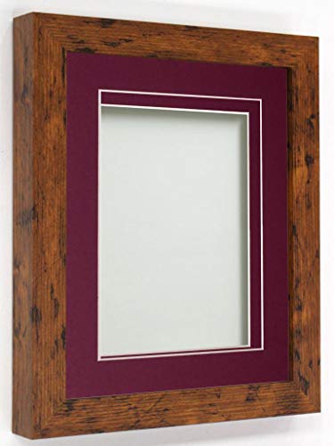 Frame Company Rickman Box 3D Photo Frame, Wood, Rustic with Plum Mount, 16x12 for Image Size 14x10 inch