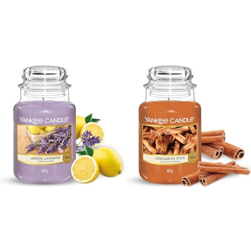 Yankee Candle Scented Candle - Cinnamon Stick Large Jar Candle - Long Burning Candles: up to 150 Hours & Scented Candle - Lemon Lavender Large Jar Candle - Long Burning Candles: up to 150 Hours