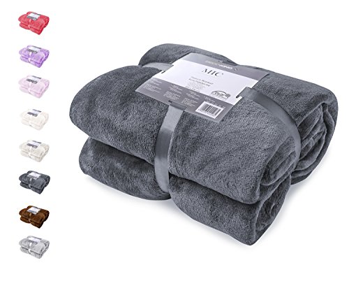 DecoKing Deluxe Microfibre Fleece Super Soft Touch Snug Blanket/Sofa Bed Throw Charcoal Grey 220x240 cm Mic