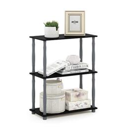 Furinno TURN-N-TUBE Storage Shelves, 3-Tier Book Shelf, Corner Shelf, Toolless Open Shelves, for Organization and Storage, Living Room, Garage, Home Office, Black