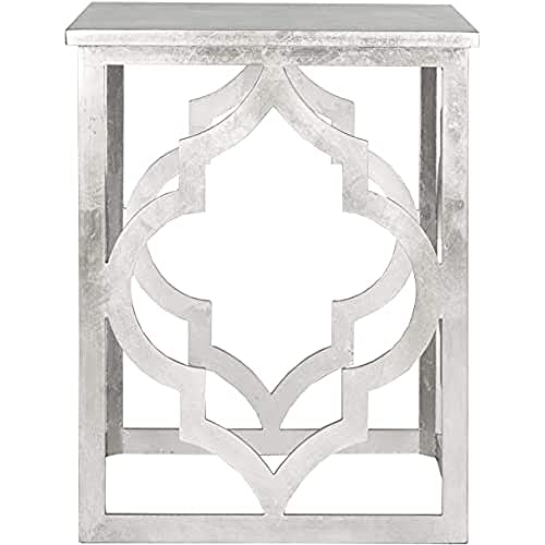 SAFAVIEH Modern Wooden Accent Table, in Silver, 50 X 50 X 60
