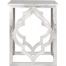 SAFAVIEH Modern Wooden Accent Table, in Silver, 50 X 50 X 60