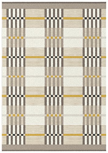 Aspect GOLDEN CASCADE Geometric Check/Stripe Pattern Area Rug (Mustard/Grey/Cream/Beige, 120x170cm)