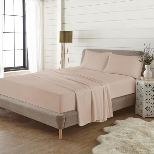 "Kampala Hill Flannelette Plain Dye Brushed Cotton King 16"" Deep Fitted Sheet Latte"