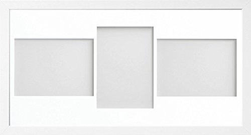Allington Range 20x10-inch White Picture Photo Frame with White 3-Aperture Mount for Image Size 7x5-inch (LPL)