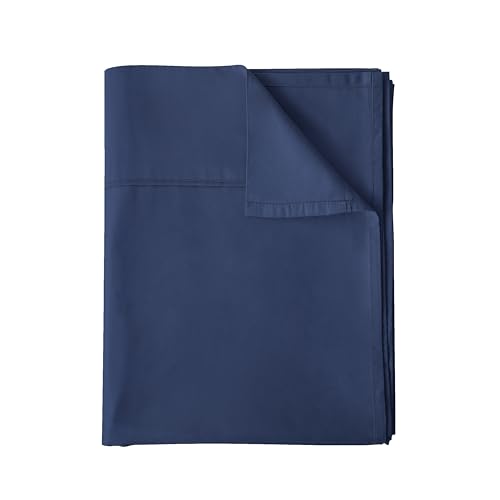 Flat Sheet Only King Size, 400 TC 100% Egyptian Cotton Flat Sheet - Wrinkle, Fade, Stain Resistant (Navy Blue, King)