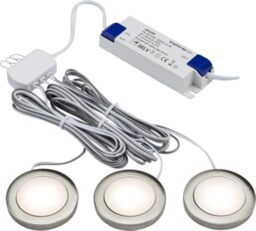 Knightsbridge Pack of 3 Warm White LED Dimmable Under Cabinet Lights in Brushed Chrome UNDKIT3BCWW