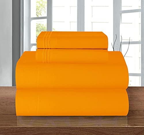 Elegant Comfort Bedding Set, Deep Pocket up to 16inch, Microfiber, Elite Orange, California King