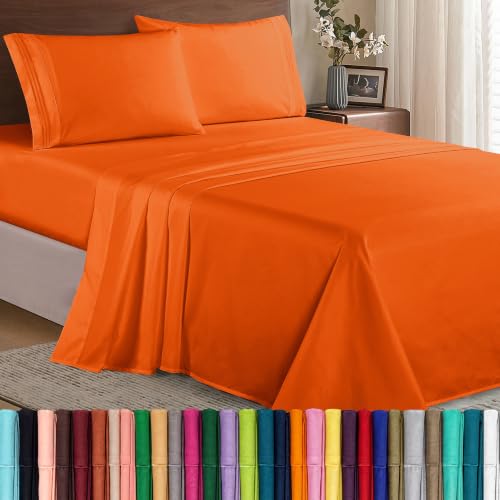 Elegant Comfort Bedding Set, Deep Pocket up to 16inch, Microfiber, Elite Orange, California King
