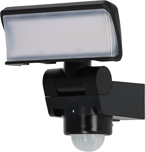 Brennenstuhl LED Security Light Outdoor with Motion Sensor WS 2050 SP (20W, 1680lm, IP44, 3000K, Warm White Light, 180° Angle of Detection with up to 10m Range, with Twilight Sensor) Black