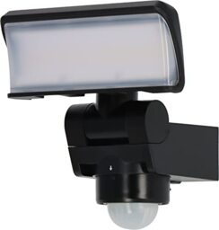 Brennenstuhl LED Security Light Outdoor with Motion Sensor WS 2050 SP (20W, 1680lm, IP44, 3000K, Warm White Light, 180° Angle of Detection with up to 10m Range, with Twilight Sensor) Black