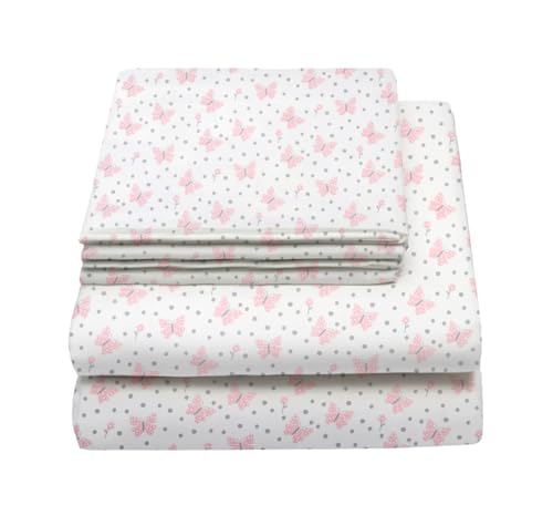 LITTLE CELEBRITY Twin Sheet Set - Kids Sheet & Pillowcase Sets - Twin Sheets for Boys Girls, Fitted Sheet, Top Sheet, Pillowcase - Twin Sheets Set - Twin Bed Sheets - Bed Sheets Twin(Butterfly)