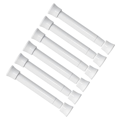 KXLife, Ultra Small Curtain Rod with Tension Spring 13-19cm Thin Mini Tension Rod No Drilling Required for Narrow Window Closet Divider 6 Pack White