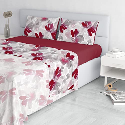 Fashion Bed Sheet Set, Made in Italy, Soft Microfibre Bed Set, Fitted Sheet, Top Sheet 240 x 270 cm and Pillowcase with Inner Flap, Double, Passion