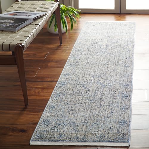 Safavieh Traditional Rug for Living Room, Dining Room, Bedroom - Dream Collection, Short Pile, in Grey and Turquoise, 61 X 213 cm