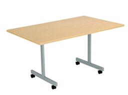 Office Hippo Office Table, Sturdy & Stylish Tilting Table Desk, Work Table For Home Office, Versatile Computer Table For Meeting Room or Boardroom, 5 Year Guarantee - Oak/Silver