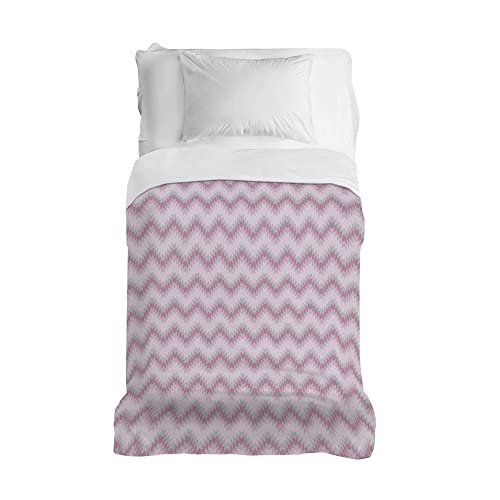 PENSIERI DELICATI Bedspread 220 x 280 cm, 100% Cotton Pique, Ideal as a Furnishing Towel, Double Bed Blanket, Pink Zigzag Pattern, 100% Made in Italy