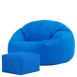 Bean Bag Bazaar Kingston Outdoor Bean Bag & Footstool with Filling, Blue