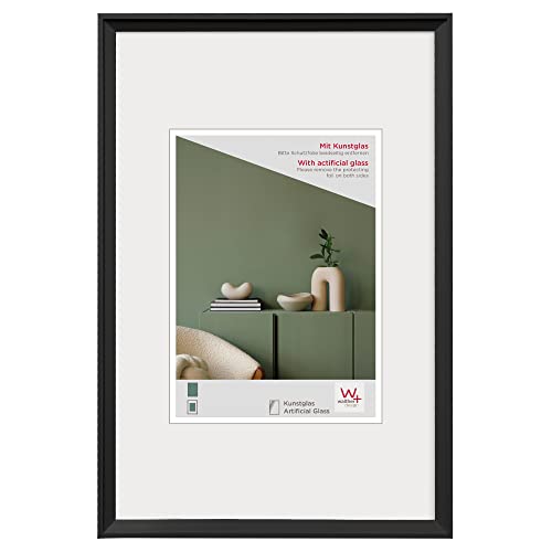 walther design Desire DEX460B Picture Frame with Art Glass, Plastic Frame, 40 x 60 cm, Black