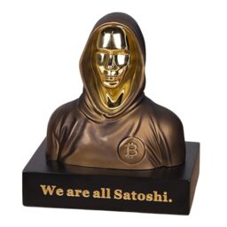 "HumblePleb Handmade 6"" BTC Satoshi Nakamoto Figure Resin Bitcoin Statue Bronze Finish Gift for Bitcoiners"