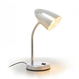 Premier Housewares Chrome Desk Lamp with Adjustable Gooseneck and Metal Base - Contemporary Industrial Table Light - Lamp for Reading, Writing, Bedroom and Office Workspace