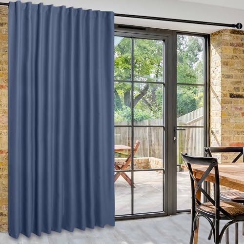 DWCN Privacy Room Divider Blackout Curtain - Patio Sliding Door Curtains, Extra Wide Thermal Curtains with Back Tab & Rod Pocket for Living Room and Bedroom Partition, 80 x 84 Inches, Dusty Blue