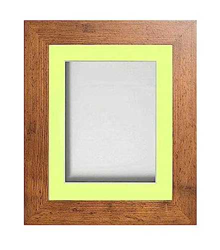 Frame Company Watson Rustic Picture Photo Frame fitted with Perspex, 16x12 inch with Lemon Bon Bon Mount for image size 14x10 inch