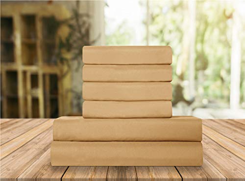Elegant Comfort Luxury Soft Bed Sheets 1500 Premium Hotel Quality Microfiber Softness Wrinkle and Fade Resistant (6-Piece) Bedding Set, Full, Medallion Gold