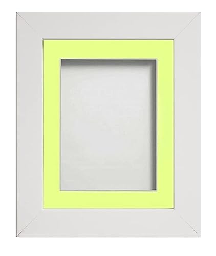 Frame Company Watson White Picture Photo Frame fitted with Perspex, 10x10 inch with Lemon Bon Bon Mount for image size 5x5 inch